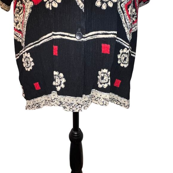 Kathy Lee size 14 gypsy goth BoHo gauzy stretch button in front short sleeve top - Picture 5 of 8